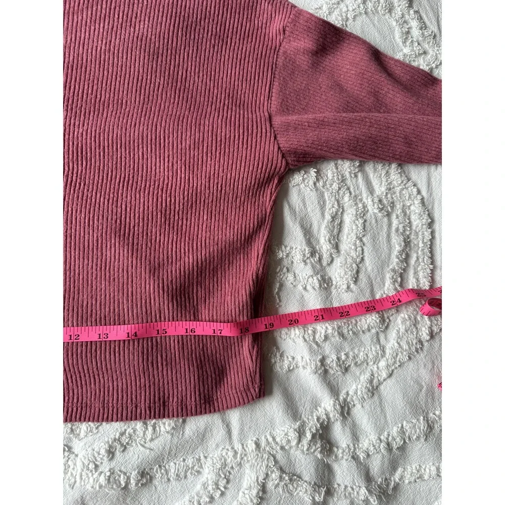 Popular 21 Chic Minimalist Ribbed Mock Neck Sweater Pullover Top Pink Size Small